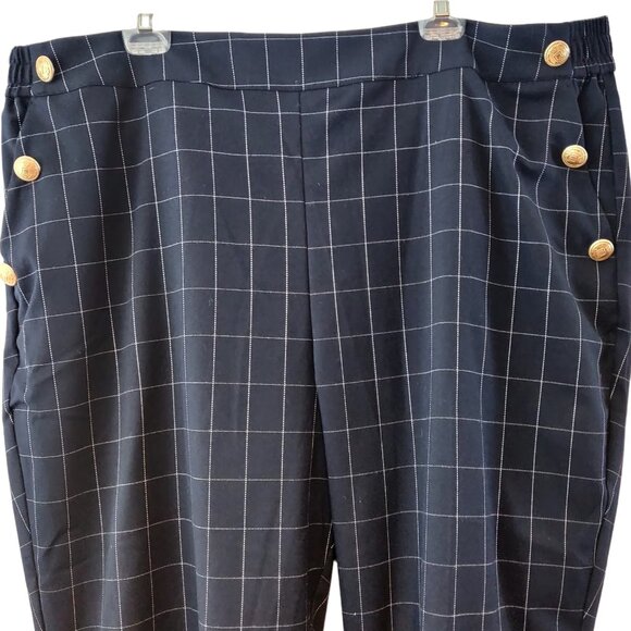 Lane Bryant Women Size 24 NWT Navy Windowpane Nautical Perfect Drape Ankle Pants - Picture 3 of 12